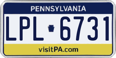 PA license plate LPL6731