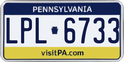 PA license plate LPL6733