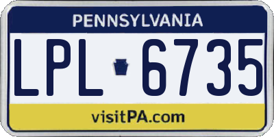 PA license plate LPL6735