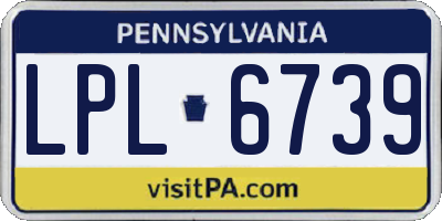 PA license plate LPL6739