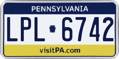 PA license plate LPL6742