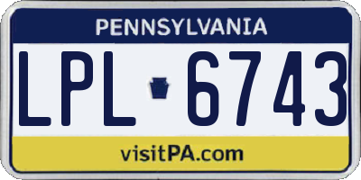 PA license plate LPL6743
