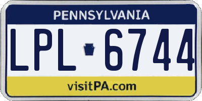 PA license plate LPL6744