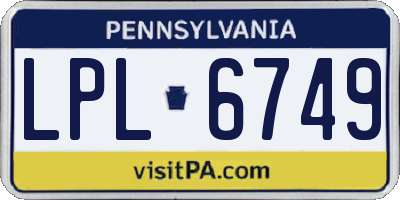 PA license plate LPL6749