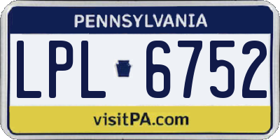 PA license plate LPL6752