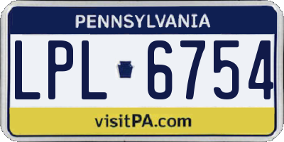 PA license plate LPL6754