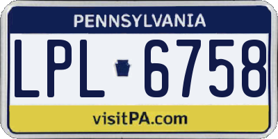PA license plate LPL6758
