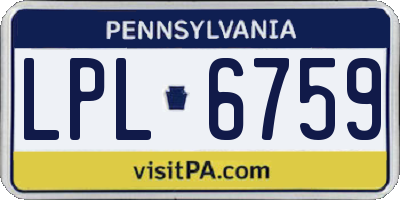 PA license plate LPL6759
