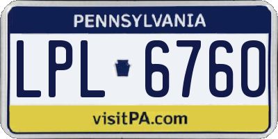 PA license plate LPL6760