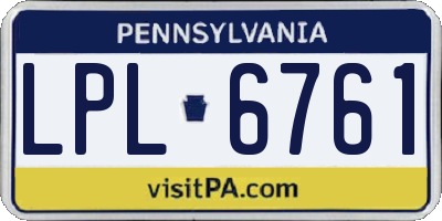 PA license plate LPL6761