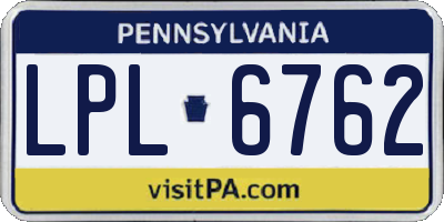 PA license plate LPL6762