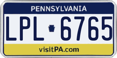 PA license plate LPL6765