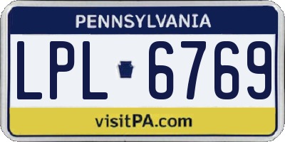 PA license plate LPL6769