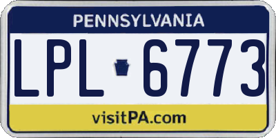 PA license plate LPL6773