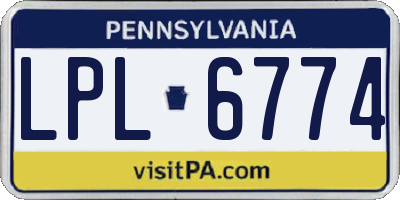 PA license plate LPL6774