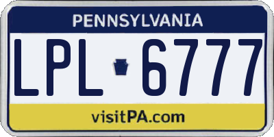 PA license plate LPL6777
