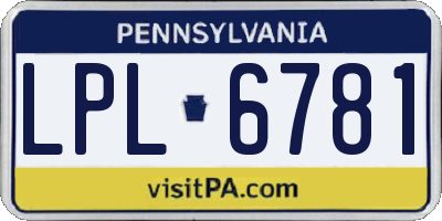 PA license plate LPL6781