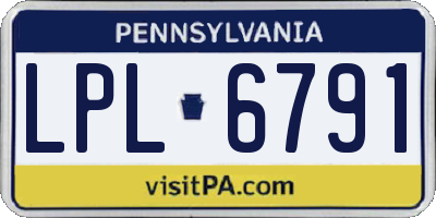 PA license plate LPL6791