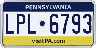 PA license plate LPL6793