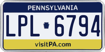 PA license plate LPL6794