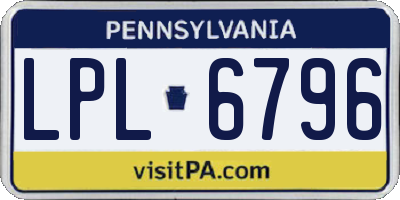 PA license plate LPL6796
