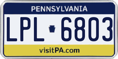 PA license plate LPL6803