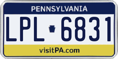 PA license plate LPL6831