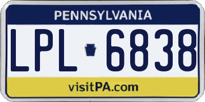 PA license plate LPL6838