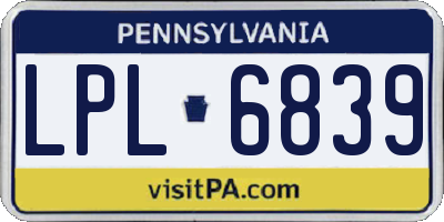 PA license plate LPL6839