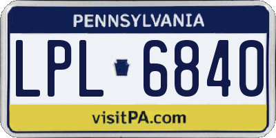 PA license plate LPL6840
