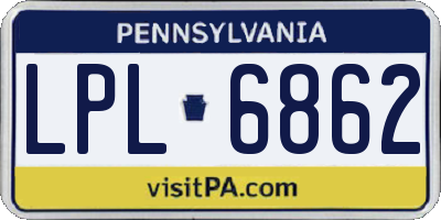 PA license plate LPL6862