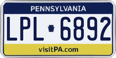 PA license plate LPL6892