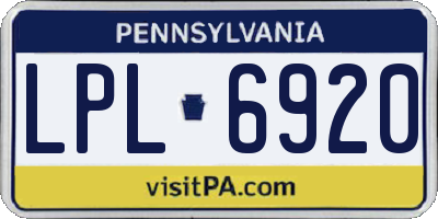 PA license plate LPL6920