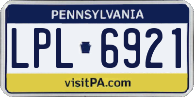 PA license plate LPL6921