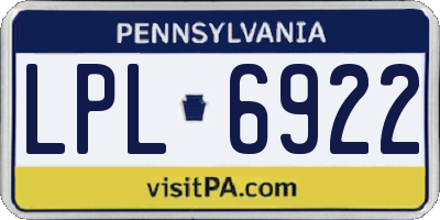 PA license plate LPL6922