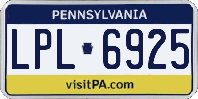 PA license plate LPL6925