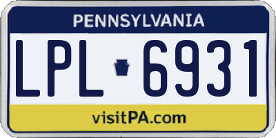 PA license plate LPL6931