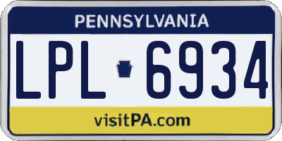 PA license plate LPL6934
