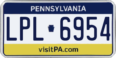PA license plate LPL6954