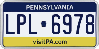 PA license plate LPL6978