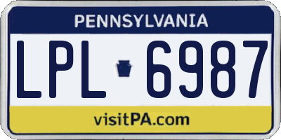 PA license plate LPL6987
