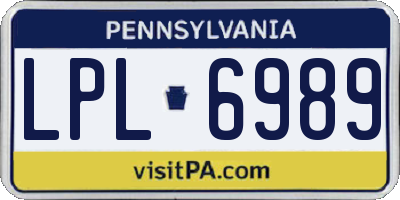 PA license plate LPL6989