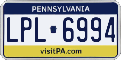 PA license plate LPL6994