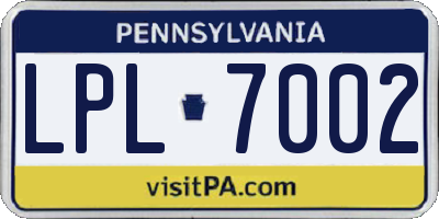 PA license plate LPL7002