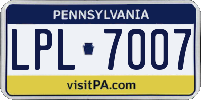 PA license plate LPL7007