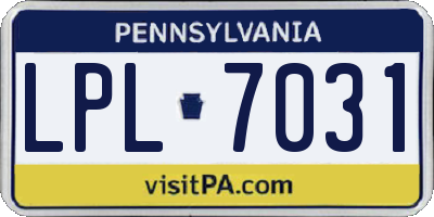 PA license plate LPL7031