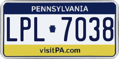 PA license plate LPL7038