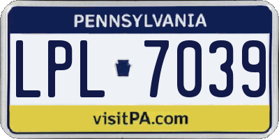 PA license plate LPL7039