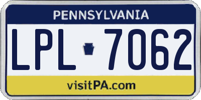 PA license plate LPL7062