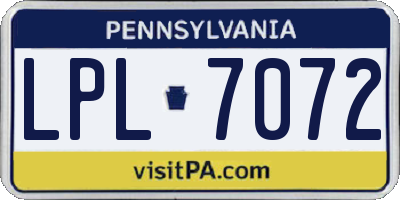 PA license plate LPL7072